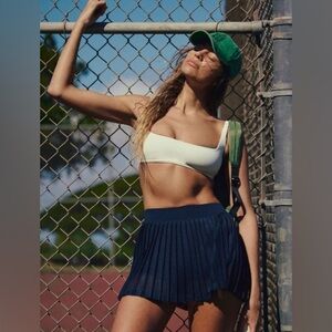 NWT Free People Movement Rally Ruffle Mini Skirt navy blue size XS/S